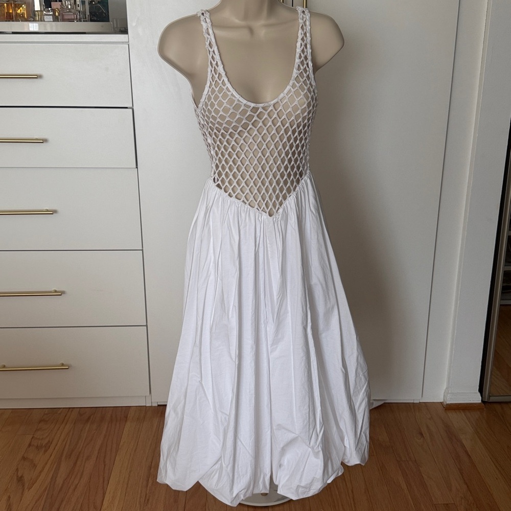 Zara White Backless Netted Dress - Picture 4 of 11